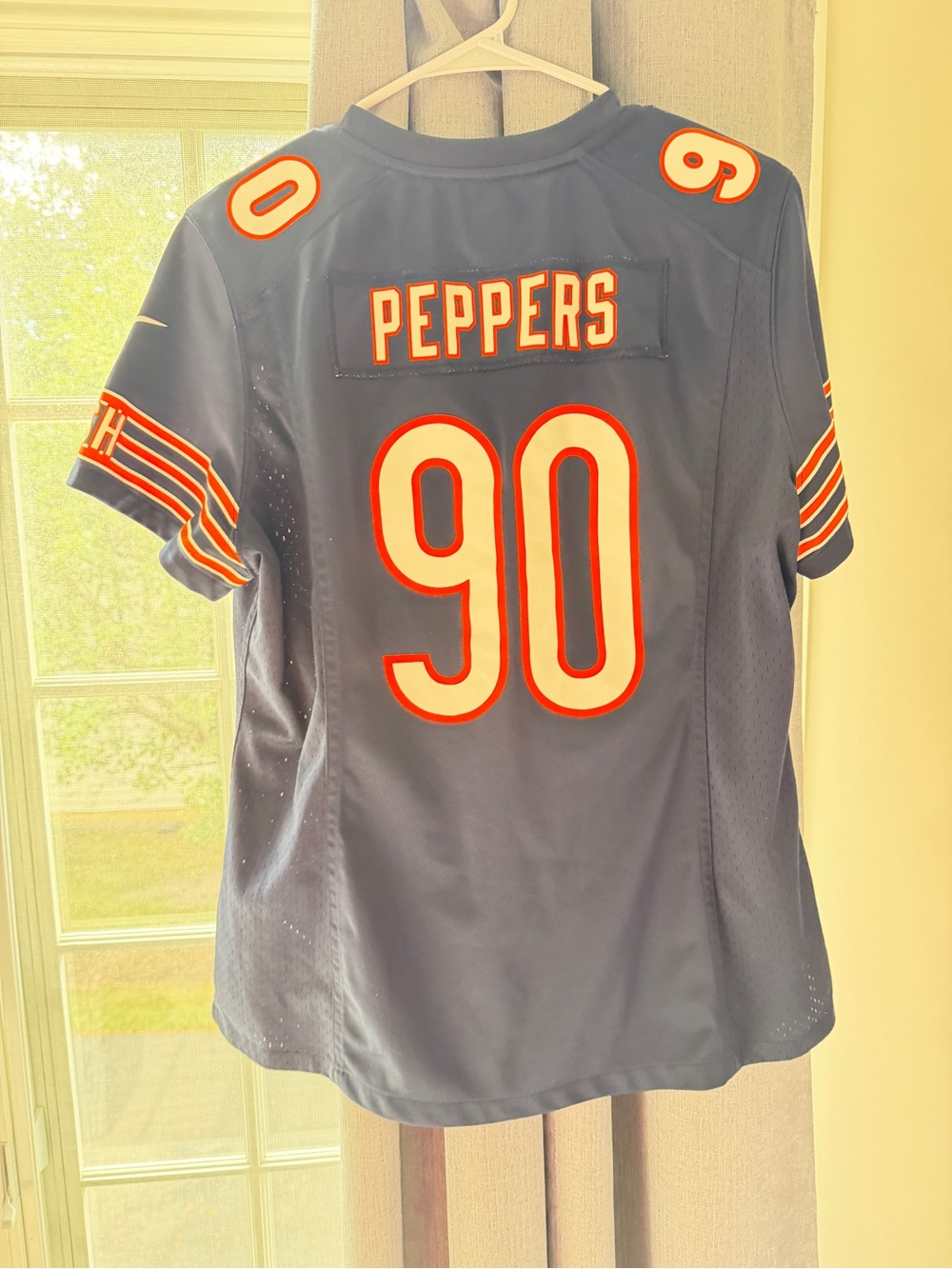Nike Women's Navy Peppers #90 Football Jersey with Orange and White Accents